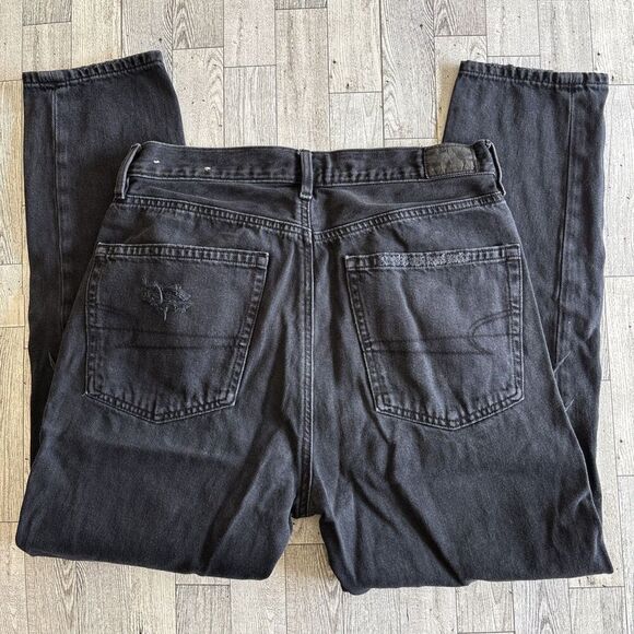 American Eagle Jeans AE Ripped 90’s Boyfriend SZ 6 Regular Women’s Black - Picture 3 of 10